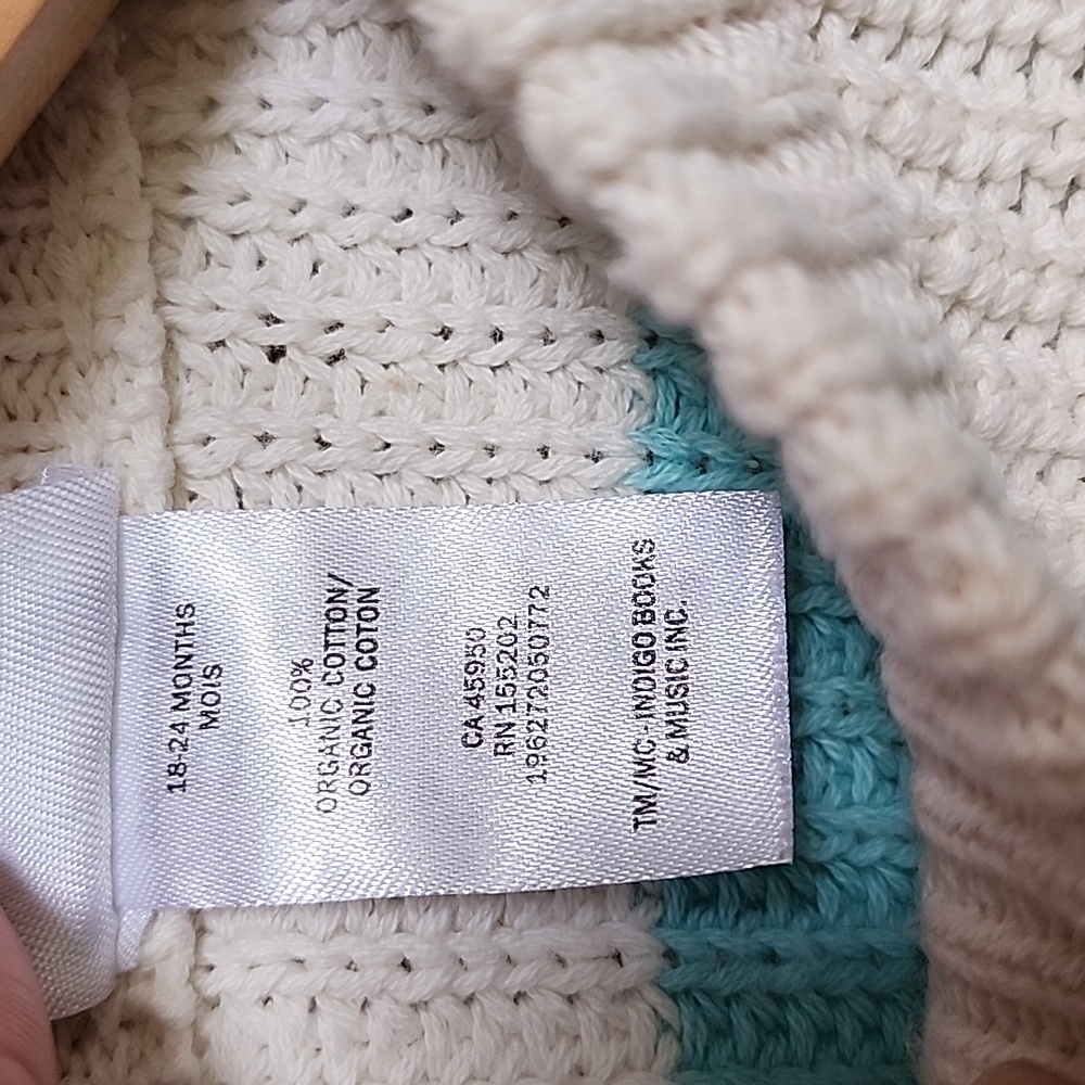 Indigo Striped Cotton Sweater 18-24 M - Picture 2 of 3